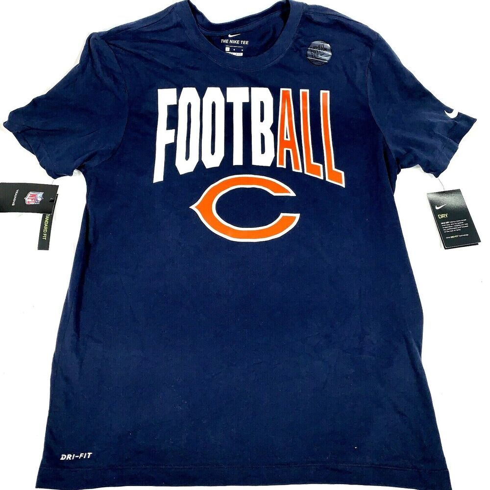 Men's Nike Chicago Bears L Large Football Logo Dri-Fit Cotton T-Shirt NWT